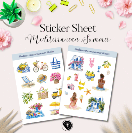 Mediterranean Summer Printable Sticker Sheet | Digital Download (PDF & PNG) - Image 2